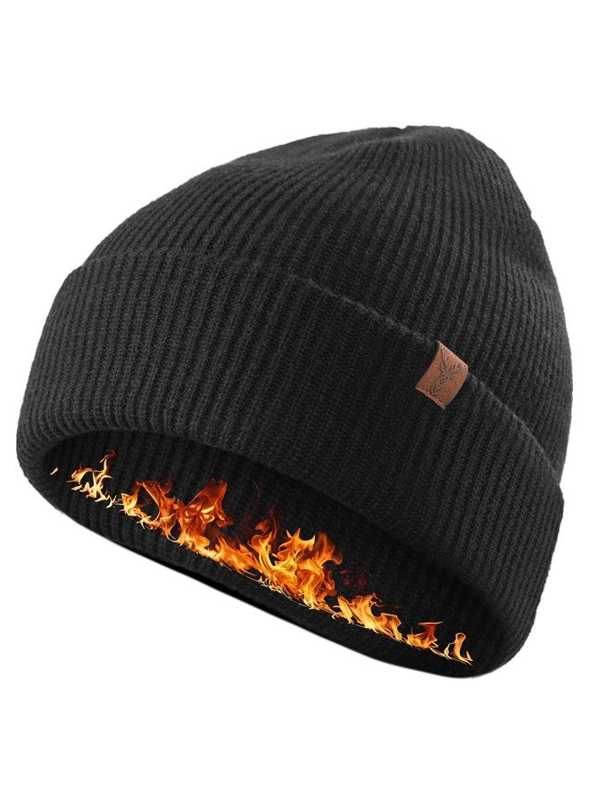 TRENDOUX Beanie for Men Women Merino Wool Knit Warm Winter Hat Soft Unisex Stocking Cap Black - Image 1